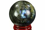 Flashy, Polished Labradorite Sphere - Great Color Play #105787-1